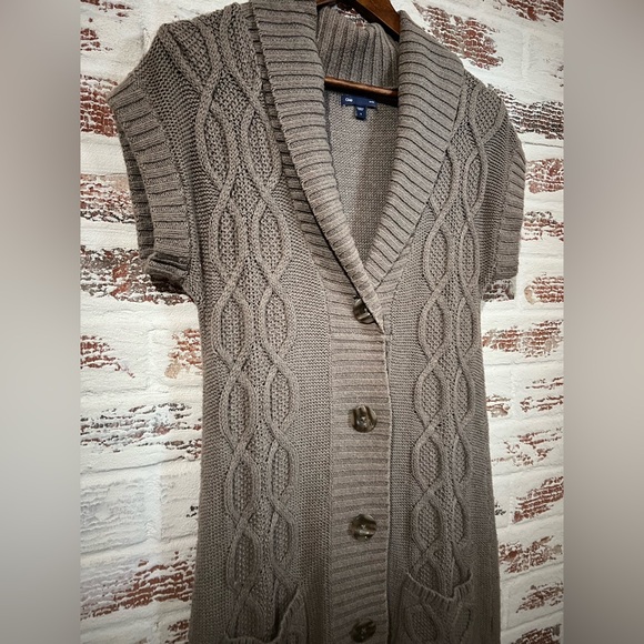 GAP Sweater Cardigan Dress Cable Knit Button Front Boho 90’s Y2K Cozy S - Picture 4 of 9